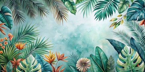 Modern botanical painting featuring a tropical plant print abstract design , tropical, plant, print, abstract, painting