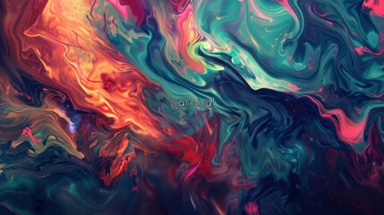 Captivating wallpaper fluid marble-like textures carnival in luminous script background