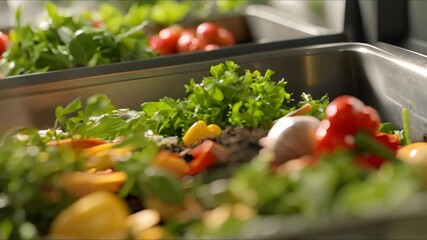 Promoting Benefits of Composting Kitchen Scraps: Reducing Landfill Waste and Recycling Organic Materials. Concept Sustainable Living, Environmental Awareness, Waste Reduction, Organic Recycling