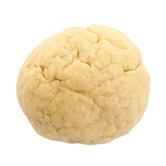 Making shortcrust pastry. Raw dough isolated on white, top view
