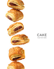 Creative layout made of marmalade cake on the white background. Food concept. Macro concept.