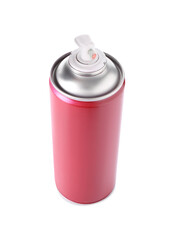 One red spray paint can isolated on white