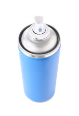 One light blue spray paint can isolated on white