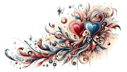 love heart abstract design with white background