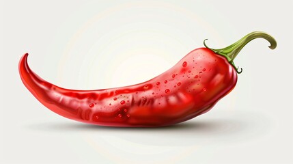 Single red chili pepper on a white background spicy and vibrant plenty of room for text