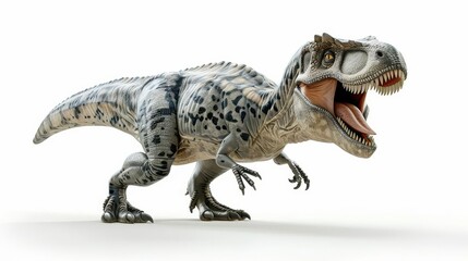 Fototapeta premium Cryolophosaurus attacking, predatory dinosaur, 3D realistic, isolated on white background