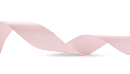 One beautiful pink ribbon isolated on white