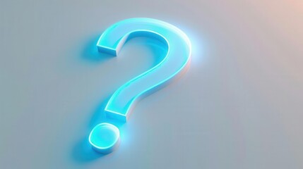 Naklejka premium glowing blue question mark on white background searching for answers 3d illustration concept