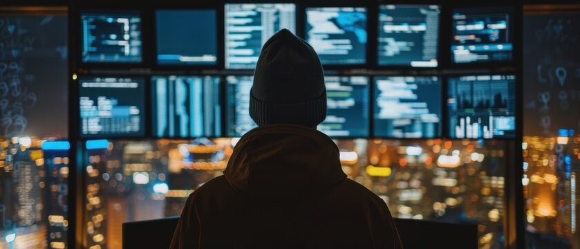 A data analyst reviewing cybersecurity policies