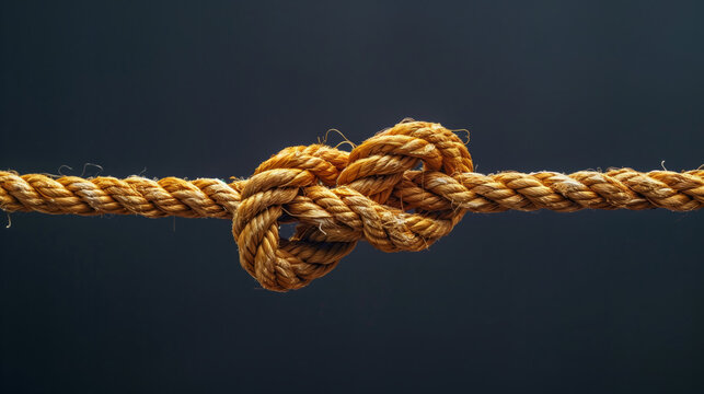 A knot made of rope on a solid colored background