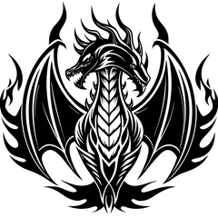 Obraz premium logo-dragon-surrounded-by-black-flames