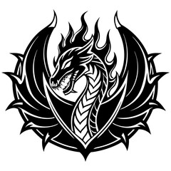 Obraz premium logo-dragon-surrounded-by-black-flames