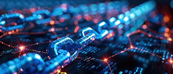 Fototapeta premium A detailed view of a blockchain technology network