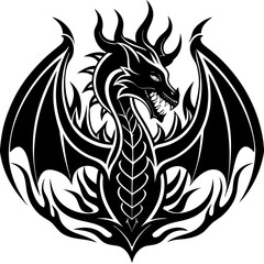 Obraz premium logo-dragon-surrounded-by-black-flames