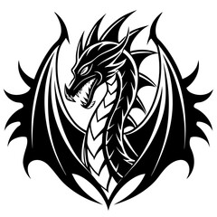 Naklejka premium logo-dragon-surrounded-by-black-flames
