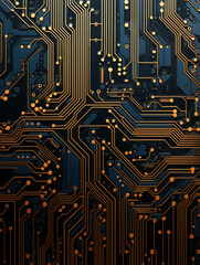 Inner and outer circuit board. Motherboard abstract background. Futuristic wallpaper CPU chip