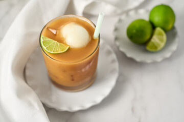 Tejuino traditional mexican drink with corn and lime