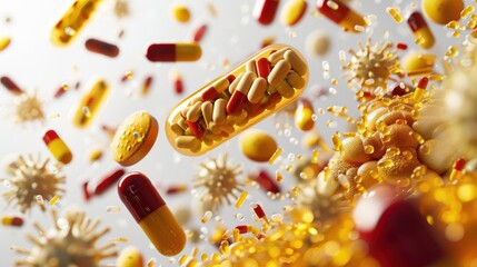 Digestive enzyme breakdown, medical illustration, 3D realistic, isolated on white background