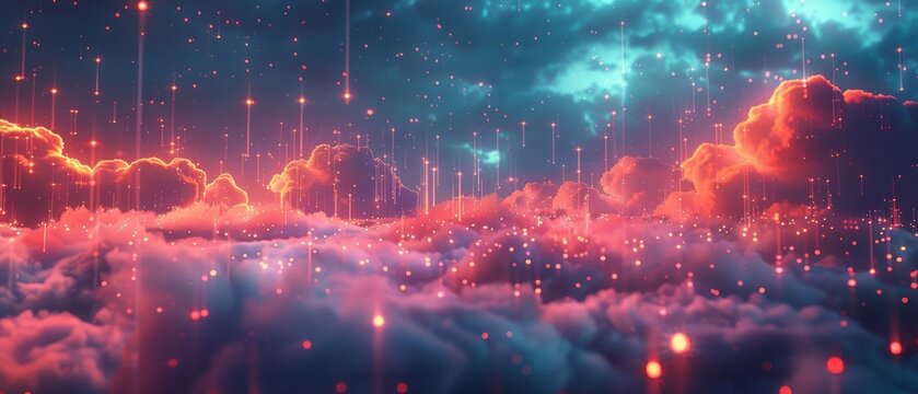 A digital network with cloud connections and nodes