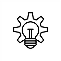 innovation icon. Light bulb and cog inside. For web design. Vector illustration isolated on white background.