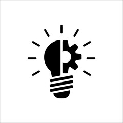 innovation icon. Light bulb and cog inside. Vector illustration isolated on white background.