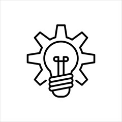 innovation icon. Light bulb and cog inside. Vector illustration isolated on white background.