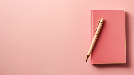 Pink Journal and Pen on Light Pink Background