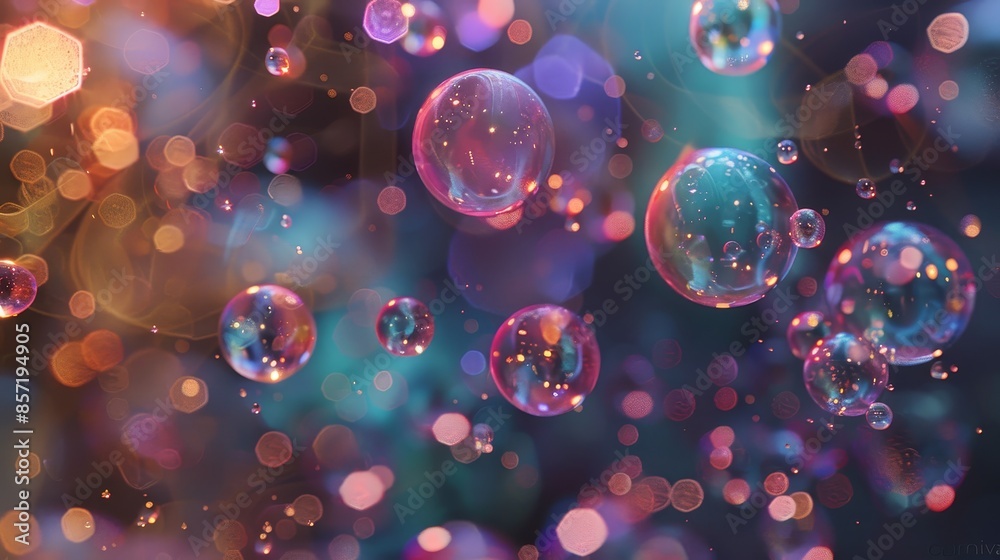 Wall mural ethereal abstract design with floating bubble-like shapes in translucent layers carnival in sparklin