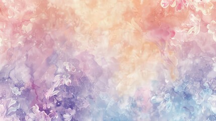 Fototapeta premium Dreamy pastel with peach lavender and baby blue watercolor textures and light blooms