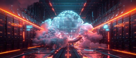 A futuristic cloud service interface