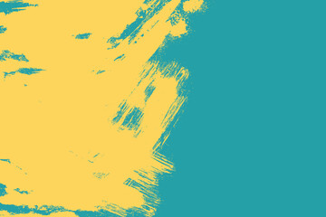 Grunge texture background. Abstract yellow brush stroke texture on blue background. 