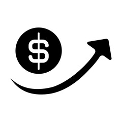 dollar coin arrow increase glyph icon