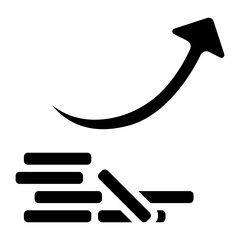 gold coin stack value increase glyph icon