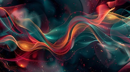 Obraz premium Teal and burgundy mix luminous crescents fluid patterns dynamic abstract tranquility background
