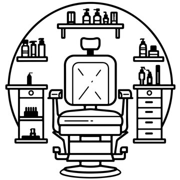 black and white barber shop chair clip art preview