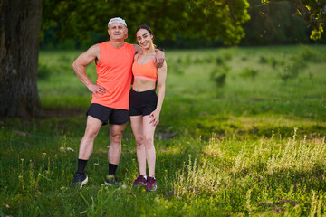 Fitness couple in the forest