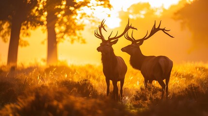 Red Deer in morning Sun. 