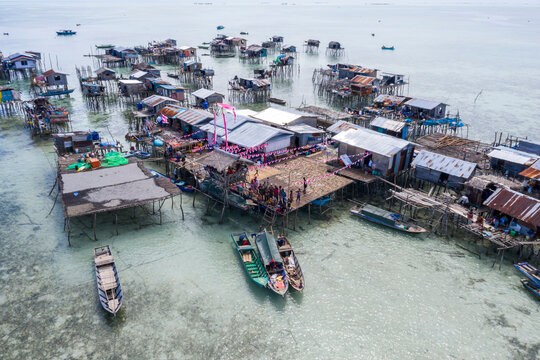 Aerial view of the Omadal island, Semporna Sabah, Malaysia.