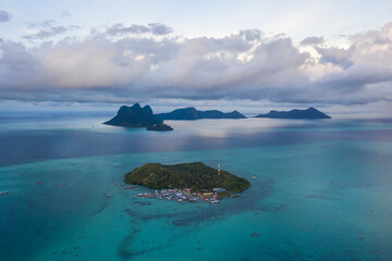 Aerial view of the Selakan island, Semporna Sabah, Malaysia.
