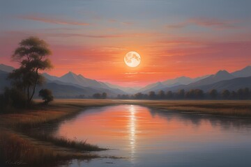 sunset over the river