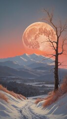 landscape with trees and snow