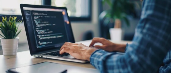 A man using cloud-based software on a laptop