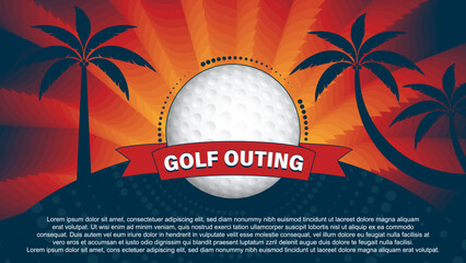 Golf outing template design with golf ball, vector illustration
