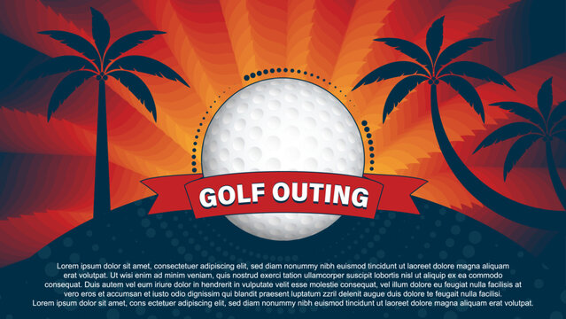 Golf outing template design with golf ball, vector illustration
