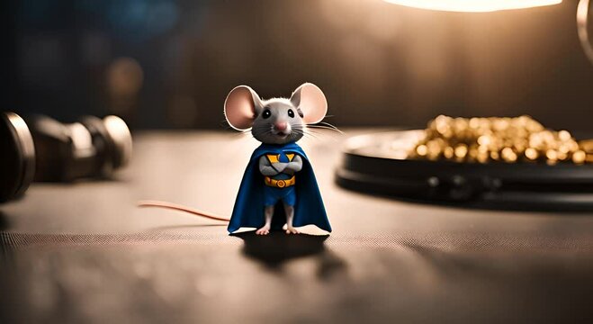 Mouse with a superhero cape.