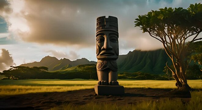 Totem pole on a Polynesian island.