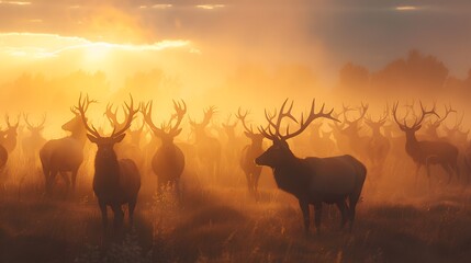 Red Deer in morning Sun. 