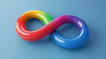 A colorful infinity symbol on a bright blue background, perfect for use in digital art, design, and education