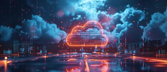 A secure cloud storage icon on a futuristic interface