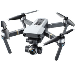 Modern drone camera isolated on transparent background
